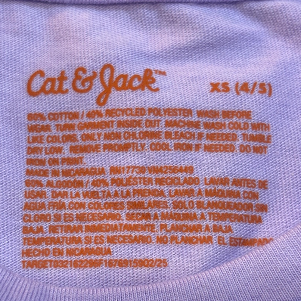 Cat & Jack Lavender Tee and Black Shorts Set Girl’s Size XS (4-5) NWT - Picture 3 of 5